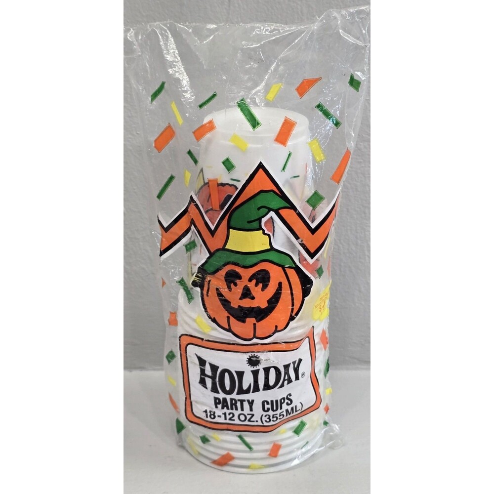 Halloween Pumpkin Plastic Party Cups New Holiday Ribbed 18-20 Ounces Carthage